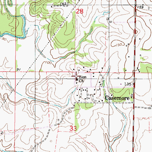 Topographic Map of Casemore Cemetery, AL