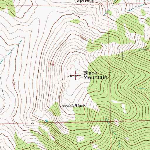 Topographic Map of Black Mountain, WY