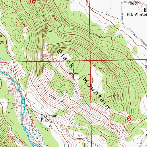 Topographic Map of Black Mountain, WY