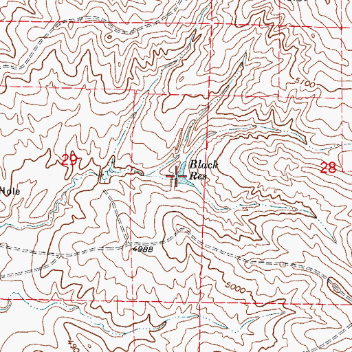 Topographic Map of Black Reservoir, WY