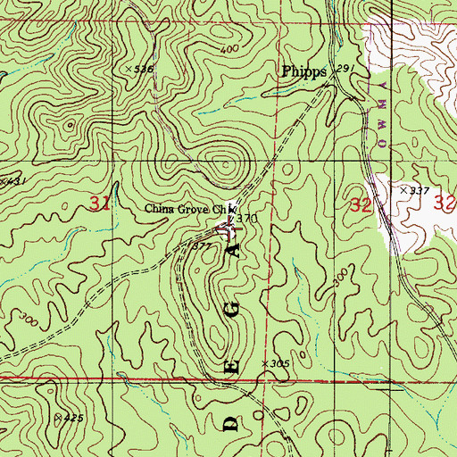 Topographic Map of China Grove Cemetery, AL