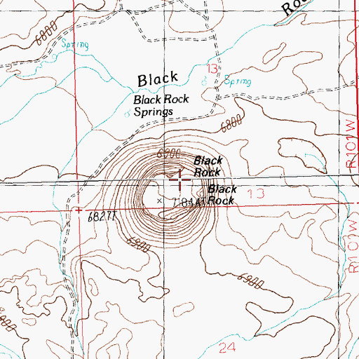 Topographic Map of Black Rock, WY