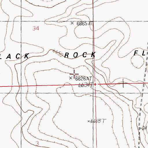 Topographic Map of Black Rock Flat, WY