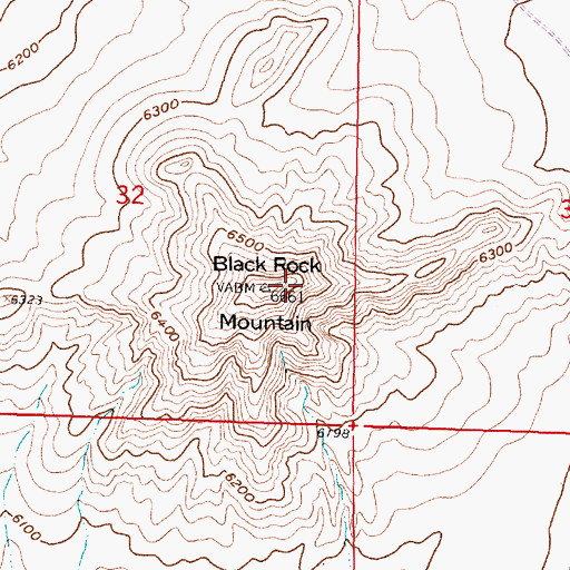 Topographic Map of Black Rock Mountain, WY