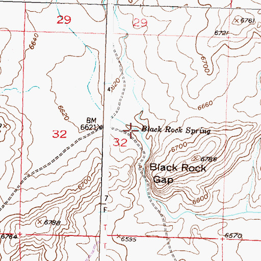 Topographic Map of Black Rock Spring, WY