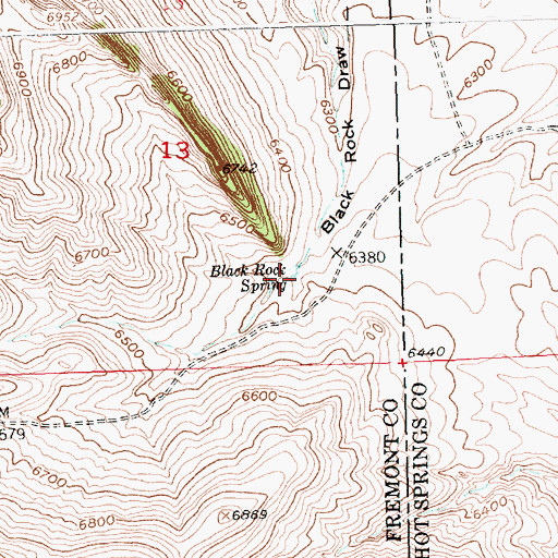 Topographic Map of Black Rock Spring, WY