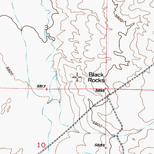 Topographic Map of Black Rocks, WY