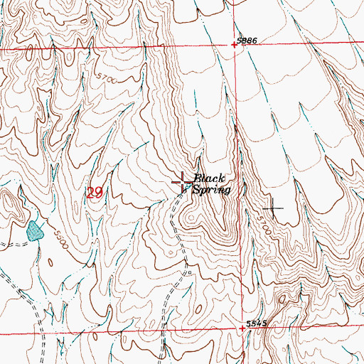 Topographic Map of Black Spring, WY