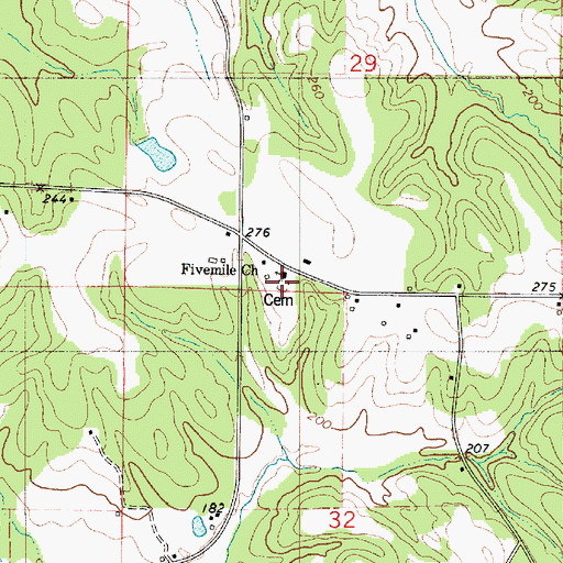 Topographic Map of Five Mile Cemetery, AL