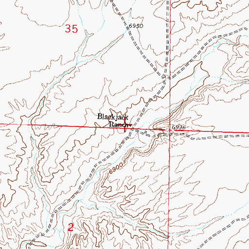 Topographic Map of Blackjack Ranch, WY