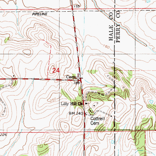Topographic Map of Fowler Cemetery, AL