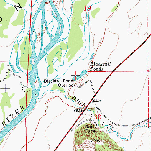 Topographic Map of Blacktail Ponds, WY