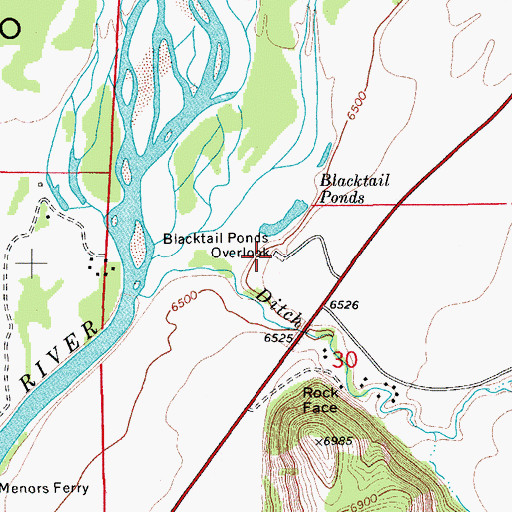 Topographic Map of Blacktail Ponds Overlook, WY