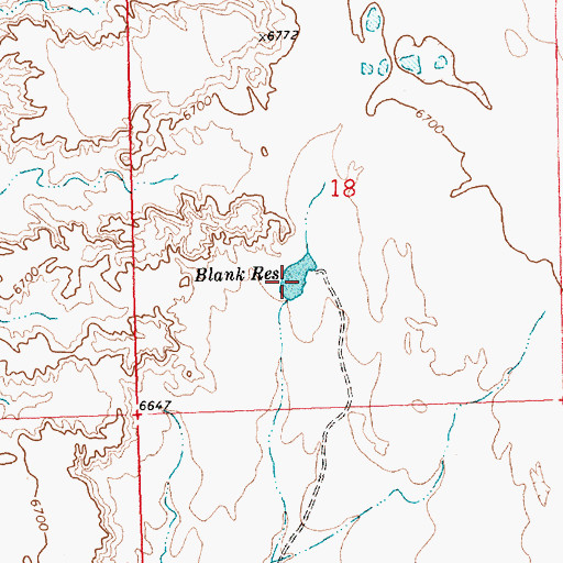 Topographic Map of Blank Reservoir, WY