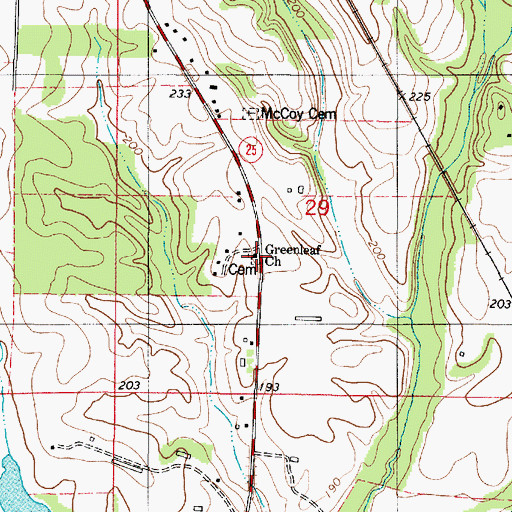 Topographic Map of Greenleaf Cemetery, AL