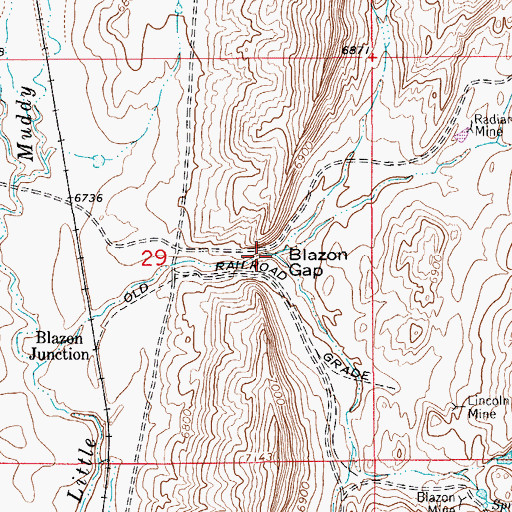 Topographic Map of Blazon Gap, WY