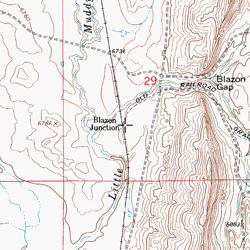 Topographic Map of Blazon Junction, WY