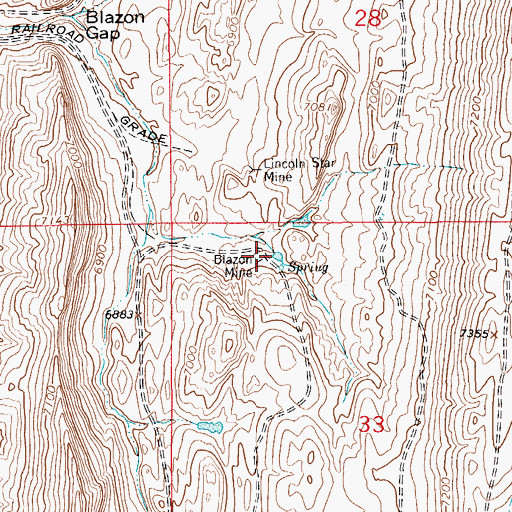 Topographic Map of Blazon Mine, WY