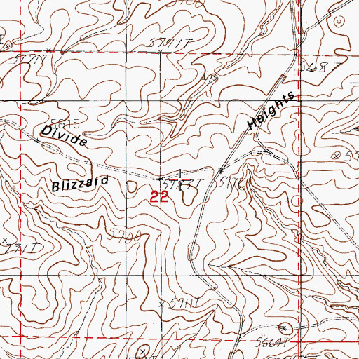 Topographic Map of Blizzard Heights, WY