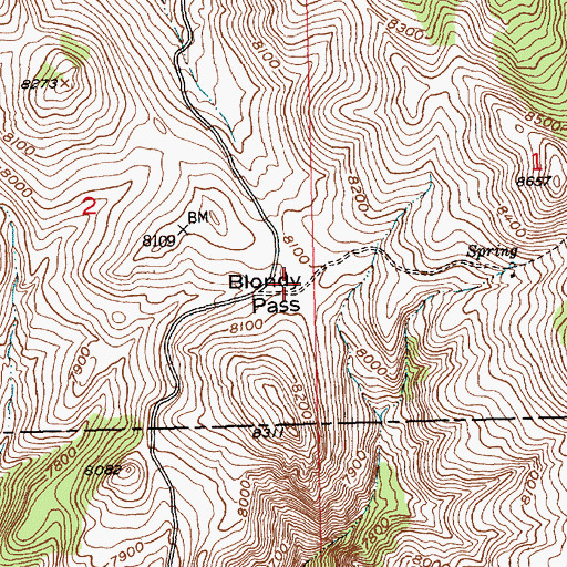 Topographic Map of Blondy Pass, WY