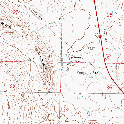 Topographic Map of Bloody Lake, WY