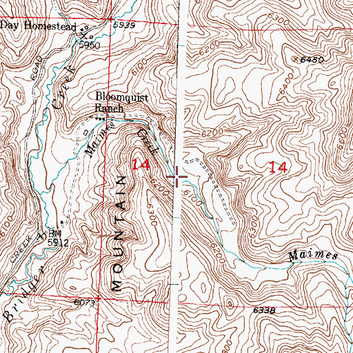 Topographic Map of Bloomquist Ranch, WY