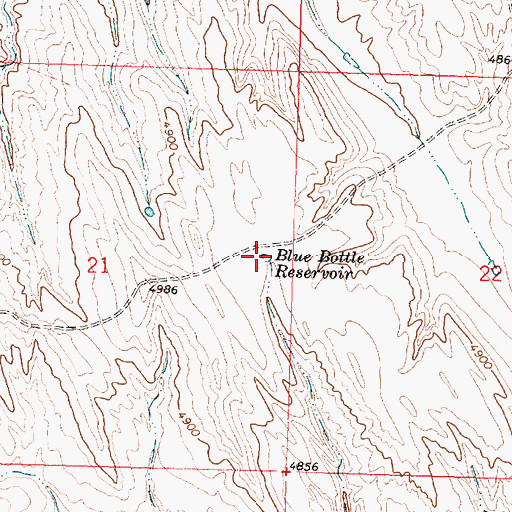 Topographic Map of Blue Bottle Reservoir, WY