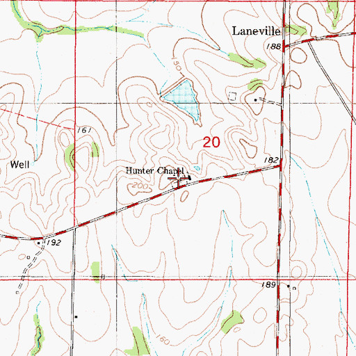 Topographic Map of Hunter Chapel Cemetery, AL