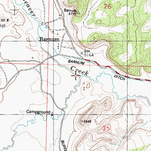 Topographic Map of Blue Creek, WY