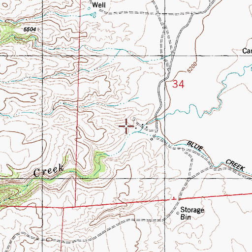 Topographic Map of Blue Creek Ranch, WY