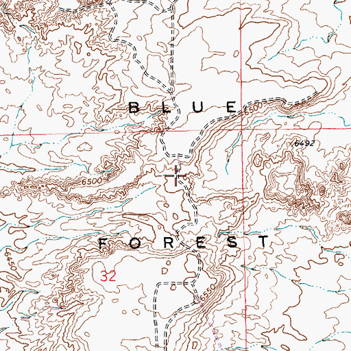 Topographic Map of Blue Forest, WY