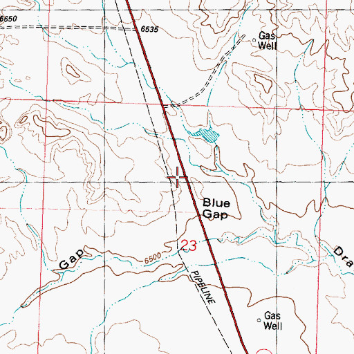 Topographic Map of Blue Gap, WY