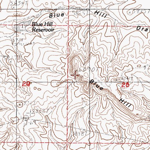 Topographic Map of Blue Hill, WY