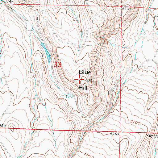 Topographic Map of Blue Hill, WY