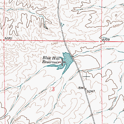 Topographic Map of Blue Hill Reservoir, WY