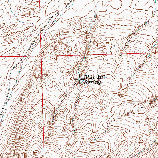 Topographic Map of Blue Hill Spring, WY