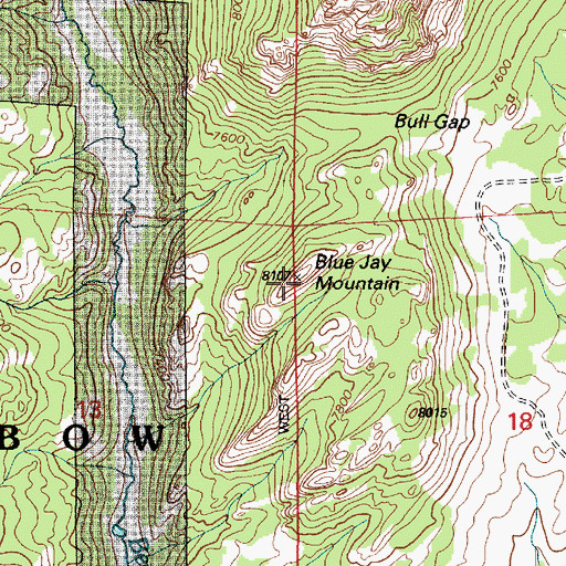 Topographic Map of Blue Jay Mountain, WY