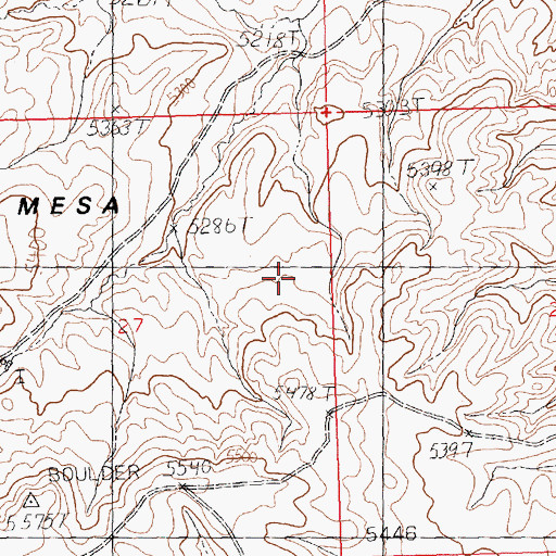 Topographic Map of Blue Mesa, WY