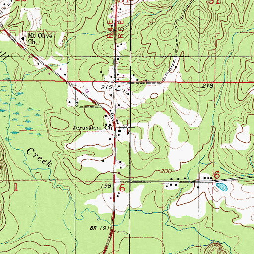 Topographic Map of Jerusalem Cemetery, AL