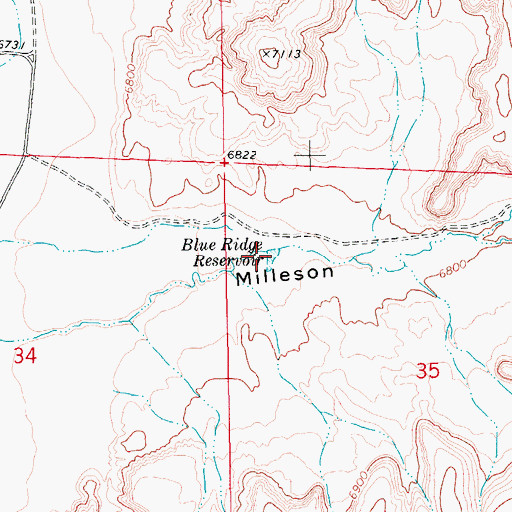 Topographic Map of Blue Ridge Reservoir, WY