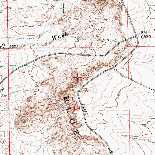 Topographic Map of Blue Rim, WY