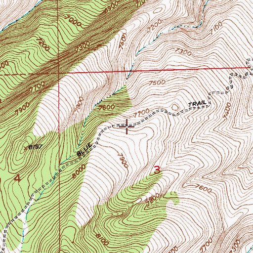 Topographic Map of Blue Trail, WY