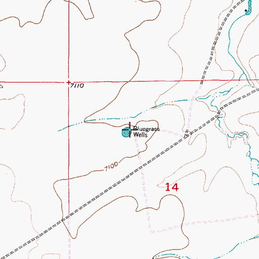 Topographic Map of Bluegrass Wells, WY