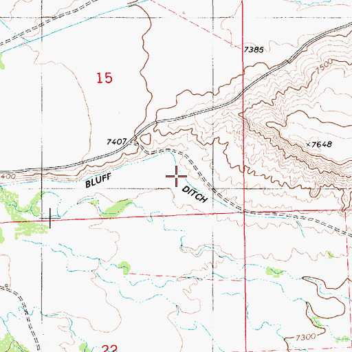 Topographic Map of Bluff Ditch, WY