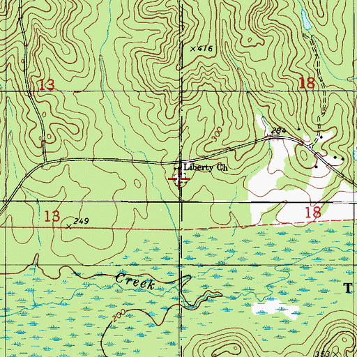 Topographic Map of Liberty Cemetery, AL