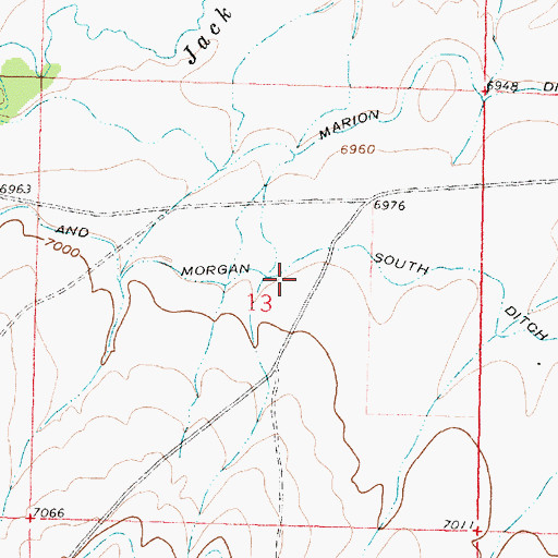 Topographic Map of Blydenburg and Morgan South Ditch, WY