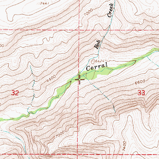 Topographic Map of Bob Creek, WY