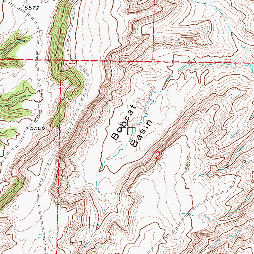 Topographic Map of Bobcat Basin, WY