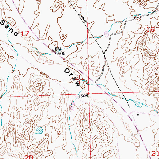 Topographic Map of Bobcat Draw, WY