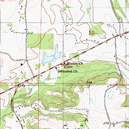 Topographic Map of Martin Mission Cemetery, AL